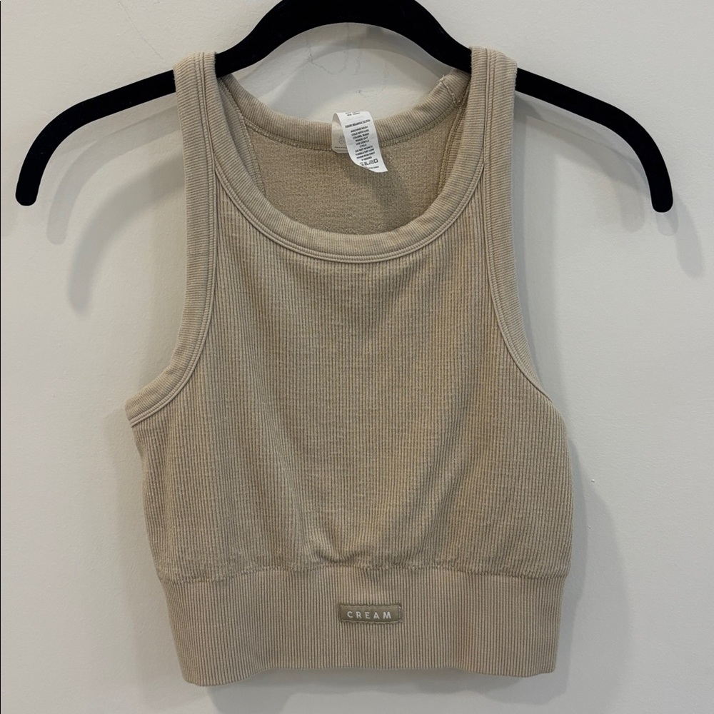 Cream Yoga Crop - L